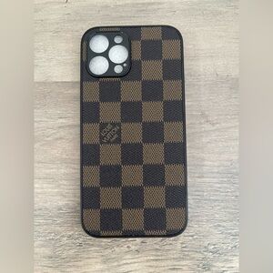 iPhone 12 Pro Max Black and Brown Checkered Phone Case.